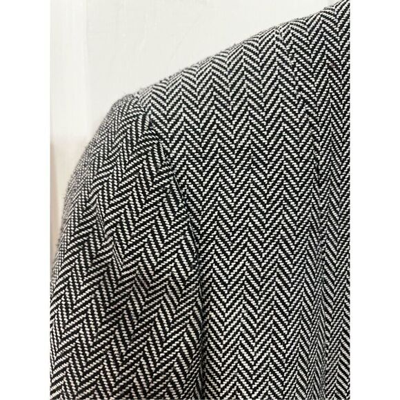 Armani Exchange Black & White Chevron Herringbone Open Front Blazer Jacket sz 6 - Picture 3 of 7